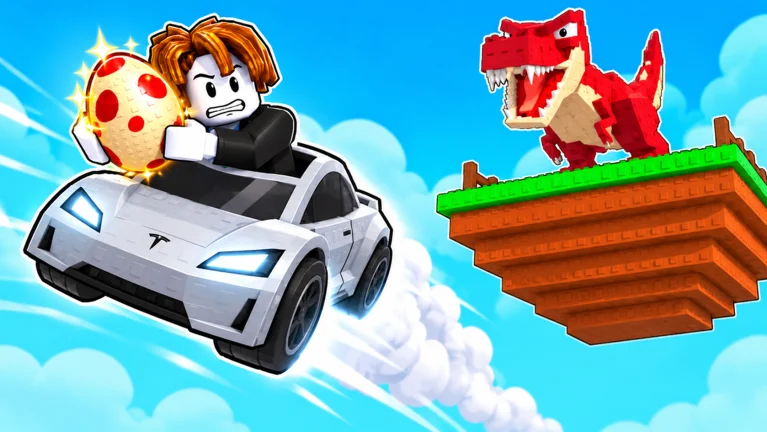 Official Roblox thumbnail for Fly Tesla Roadster To Steal Eggs